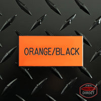 Custom Black Text on Orange Plastic Panel Tags