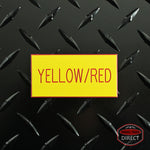 Custom Red Text on Yellow Plastic Panel Tags