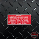 White on Red Panel Tag - "Warning Electrical Shock Hazard Do Not Touch..."
